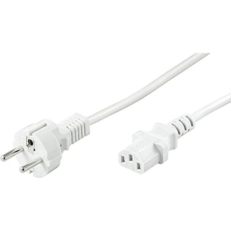 Goobay 96041 Kaltgeräte Anschlusskabel, 5 m, Weiß - Schutzkontaktstecker (Typ F, E 7-7) > Gerätebuchse C13 (Kaltgeräteanschluss)