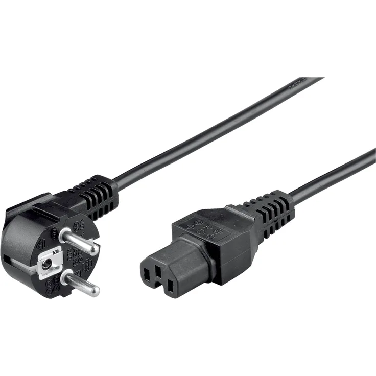 Wentronic Netzkabel abgewinkelter (Schuko auf IEC 320-C15) 2 m schwarz