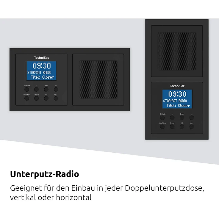 TechniSat DIGITRADIO UP 1 Unterputz-Radio mit Bluetooth, LCD-Display, spritzwassergeschützt, Wecker, schwarz – Bild 2
