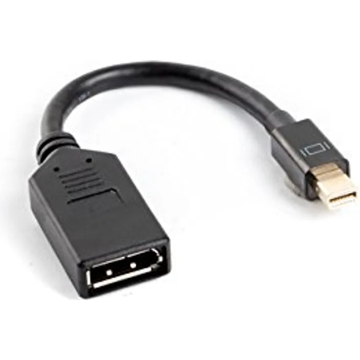 lanberg AD-0003-BK Mini Displayport 1.2 (Mini Dp) Stecker auf Displayport Buchse Adapter mit Kabel, 10 cm schwarz