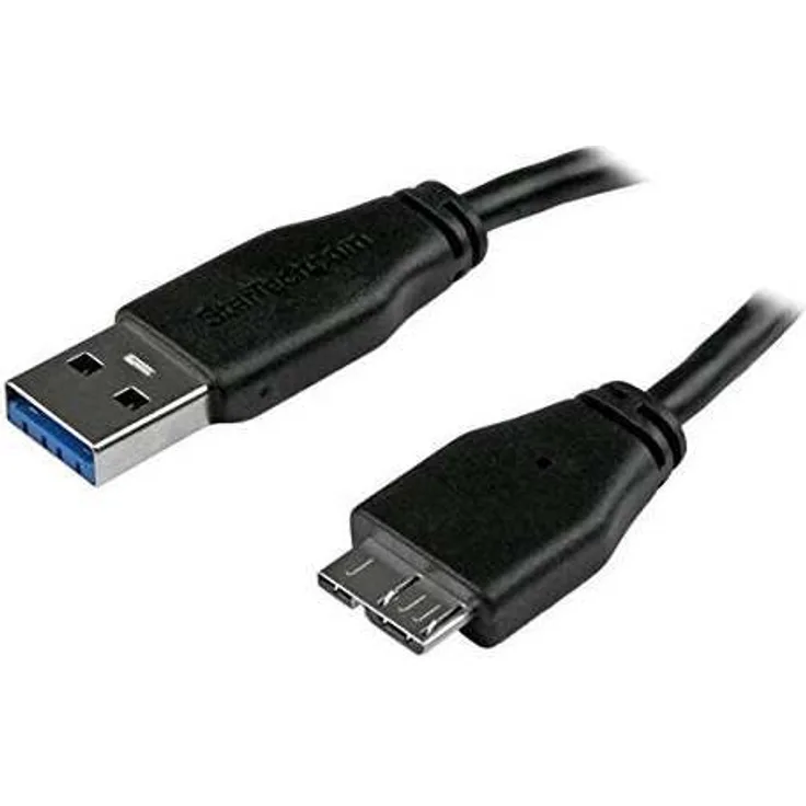 StarTech.com Slim SuperSpeed USB3.0 A to Micro B Cable - USB-Kabel - 9-polig USB Typ A (M) - 10-polig Micro-USB Typ B (M) - 2,0m (USB3.0) - geformt - Schwarz (USB3AUB2MS)