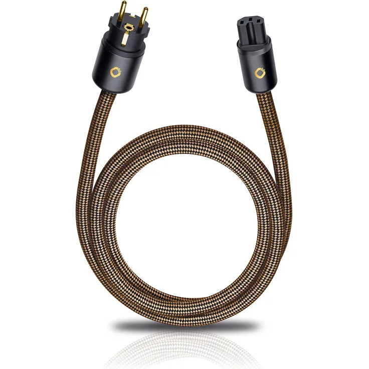 Oehlbach XXL Powercord - High End Stromkabel - HPOCC Netzkabel mit 4mm² Innenleiterquerschnitt & 2-Fach Schirmung, VDE geprüft - Steckertyp C15 (Schuko) auf E7-7-5m, sepiabraun