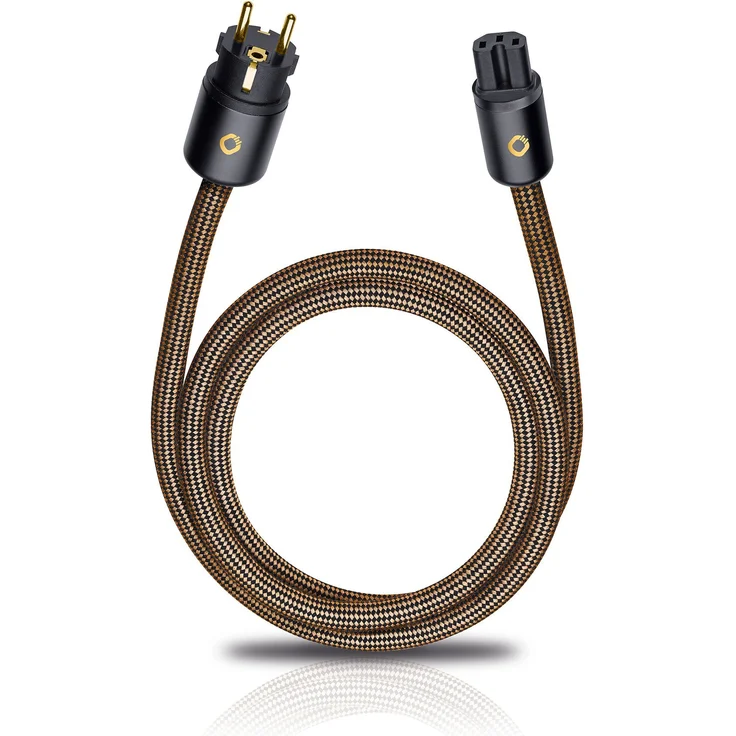 Oehlbach XXL Powercord - High End Stromkabel - HPOCC Netzkabel mit 4mm² Innenleiterquerschnitt & 2-Fach Schirmung, VDE geprüft - Steckertyp C15 (Schuko) auf E7-7-5m, sepiabraun – Bild 1