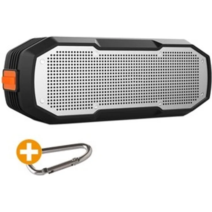 FANTEC Novi T30 mobiler Bluetooth 4.1 Lautsprecher, wasserdicht (IP65-IP67) mit sattem Bass und eingebautem Mikrofon, silber