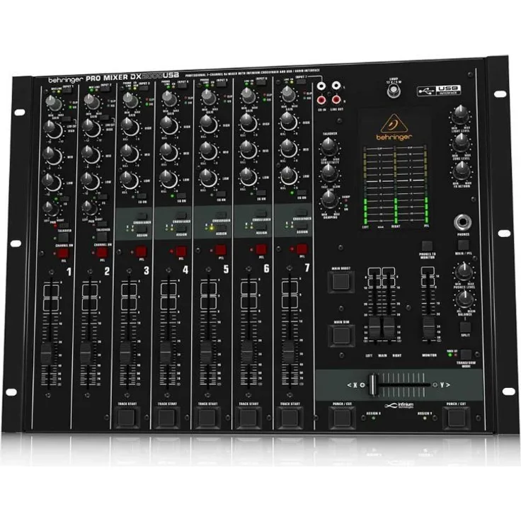 Behringer Pro Mixer DX2000USB 7-Kanal DJ Mixer mit optischem Infinium Crossfader und integriertem USB-Audio Interface