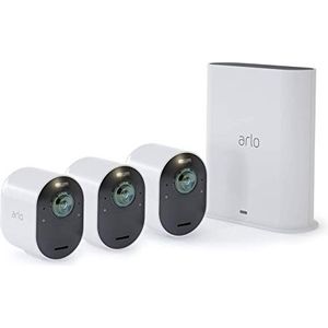 Bild für Arlo Ultra Überwachungskamera & Alarmanlage, 4K UHD, 3er Set, Smart Home, kabellos, Innen-Außen, Farbnachtsicht, 180 Grad Blickwinkel, WLAN, 2-Wege Audio, Spotlight, Bewegungsmelder, (VMS5340)