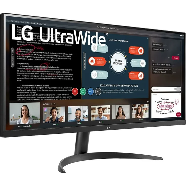LG 34WP500-B - 34 Zoll Monitor, UltraWide Full HD (2560 x 1080), IPS-Panel, 75Hz, 5ms, 250cd/m² (34WP500-B) – Bild 2