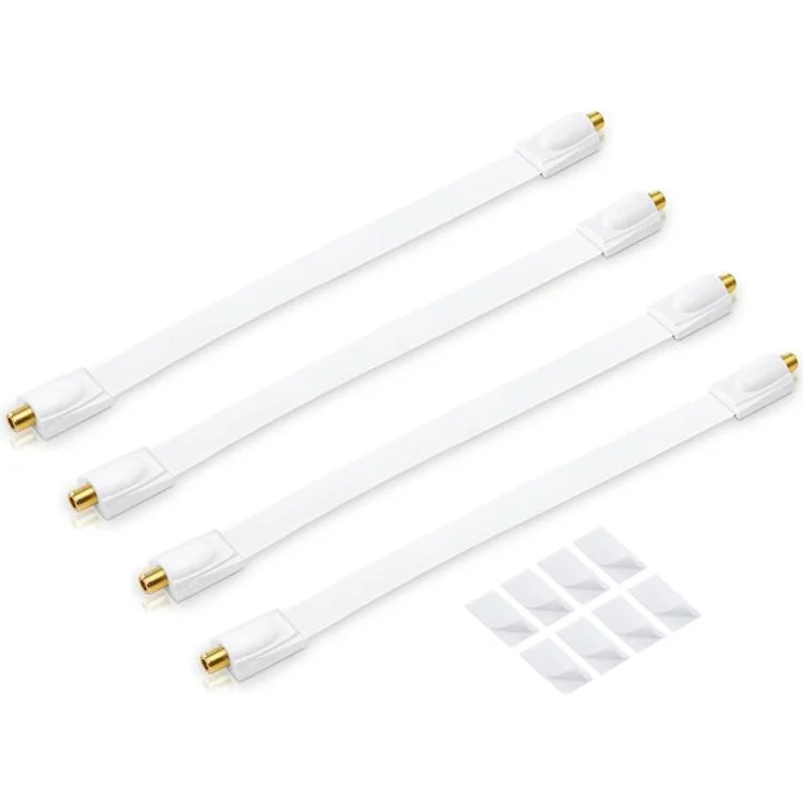 conecto 4X Premium Fensterdurchführung für SAT Kabel koaxial inkl. Klebepads (F-Kupplung auf F-Kupplung, vergoldet) weiß, 30 cm - Preisvergleich – Bild 1