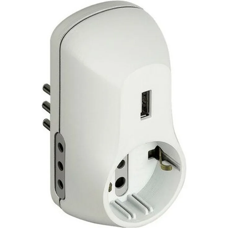 Bticino - Adapter B3 2 x 10A 1 x die deutsche 1 x USB mit strom versorgt wird und-stecker 10A weiß S3613DU