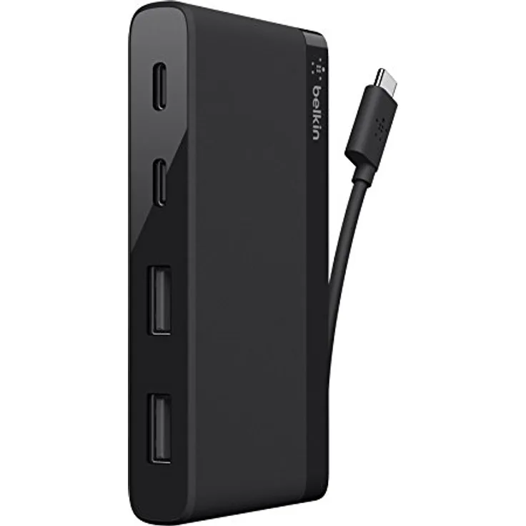 Belkin USB-C 4-Port Mini Hub (mit integriertem USB-C Kabel, USB-C Hub für MacBook Pro, Chromebook Pixel und andere USB-C Notebooks)