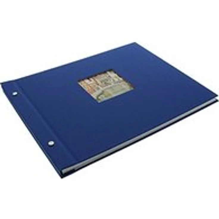 goldbuch Schraubalbum mit Fensterausschnitt, Bella Vista, 39 x 31 cm, 40 weiße Seiten mit Pergamin-Trennblättern, Erweiterbar, Leinen, Blau, 28895