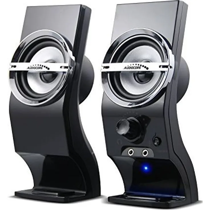 Audiocore AC805 Stereo-Lautsprecher 2.0 PC 6W RMS PC-Lautsprecher Boxen Notebook Kompakt Kopfhörereingang AUX