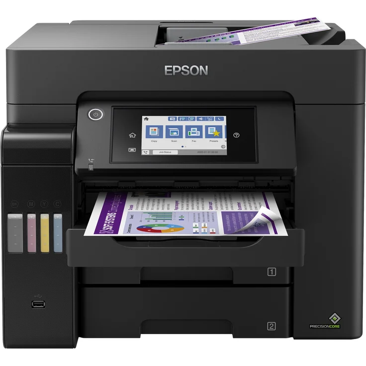 Epson EcoTank ET-5850 4-in-1 Tintenstrahl-Multifunktionsgerät (Drucker, Scanner, Kopierer, Fax) Auflösung: 1200 x 4800, USB, LAN, WLAN, Mobile Print, AirPrint, Wi-Fi Direct, Cloud Print (C11CJ29401) – Bild 4