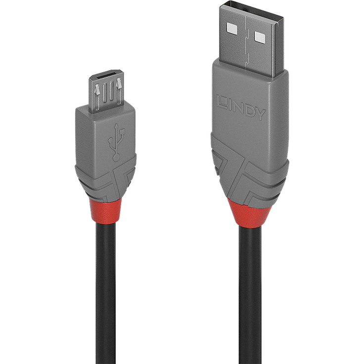 Lindy Anthra Line - USB-Kabel - USB (M) bis Micro-USB Typ B (M) - USB2.0 - 5,0m - rund - Schwarz (36735) – Bild 1