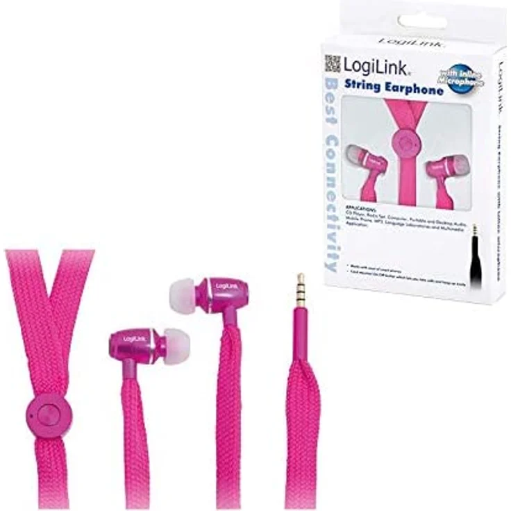 LogiLink HS0026 Earphone String In-Ear Kopfhörer, pink – Bild 3