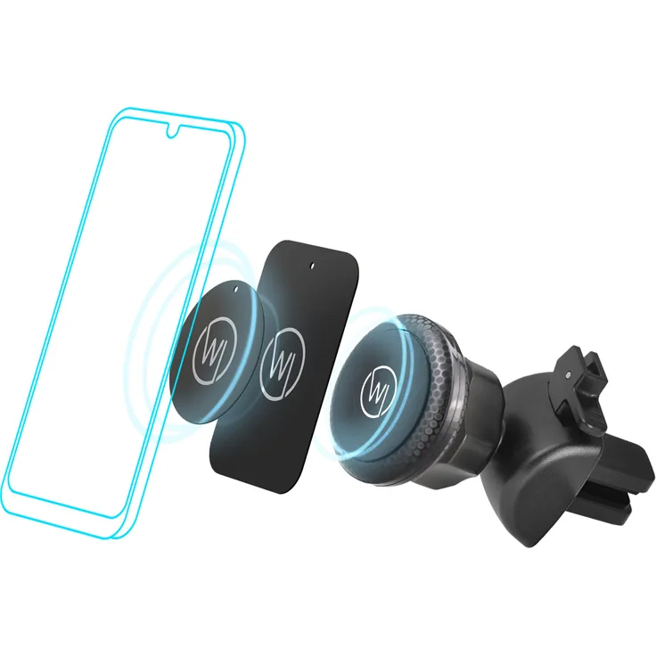 Wicked Chili Magnet KFZ Handyhalterung kompatibel mit iPhone 11 Pro Max, XS Max, XR, X, SE 2020, 8 Plus, 7 Plus für Lüftungsgitter bis 3,5mm Stärke (mit 2 Metallplättchen)