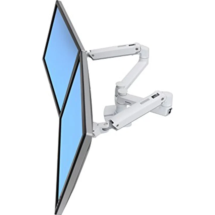 ERGOTRON 45-491-216 LX-Montagearm für 2 Monitore nebeneinander 68cm 27Zoll bis 33cm anheben 18kg.belastbar VESA 75x75 100x100mm weiß – Bild 1
