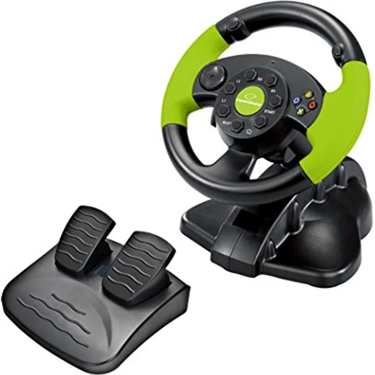 Esperanza HIGH OCTANE XBOX-Edition Gaming Lenkrad mit Gas- und Bremspedal für XBOX 360, Playstation 3 und PC mit Vibration und 13 Action-Tasten