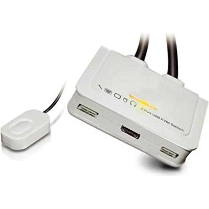 InLine 63613I KVM Switch, 2-fach, DisplayPort 1.2, 4K, USB, mit Audio, integr. Kabel