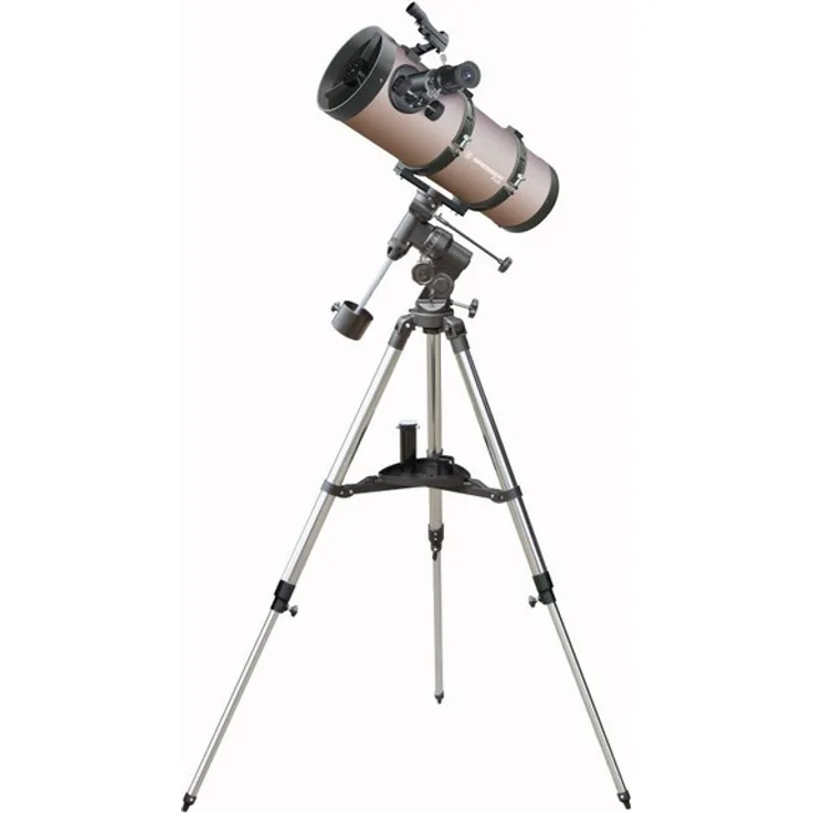 Bresser Spiegelteleskop Pluto EQ 114-500 für Jung und Alt mit Smartphone Kamera Adapter inklusive Stativ und umfangreichem Zubehör