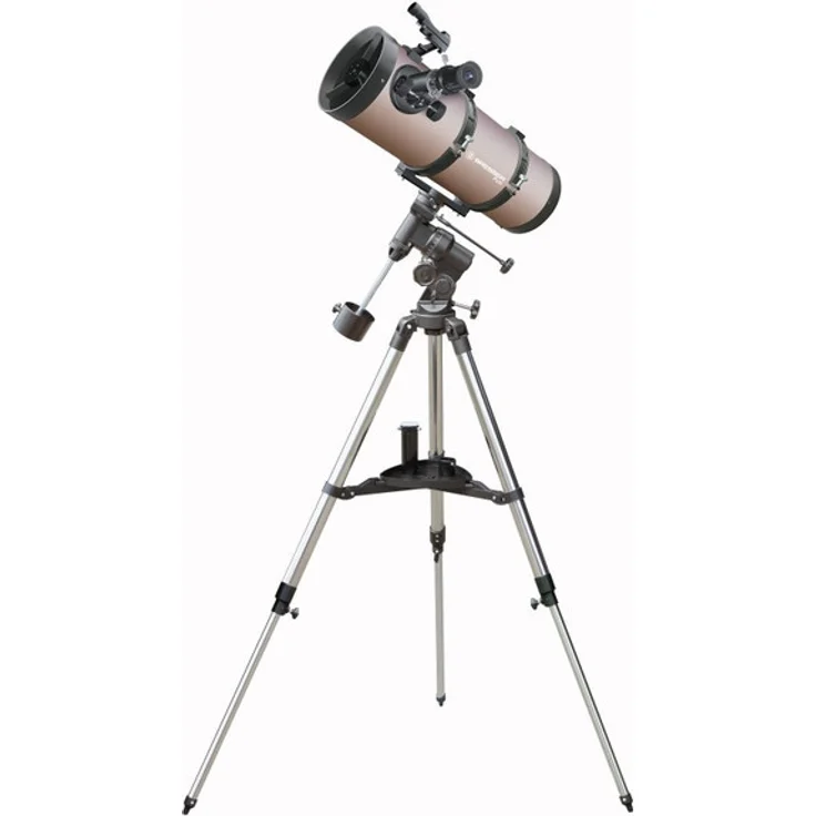 Bresser Spiegelteleskop Pluto EQ 114-500 für Jung und Alt mit Smartphone Kamera Adapter inklusive Stativ und umfangreichem Zubehör – Bild 1