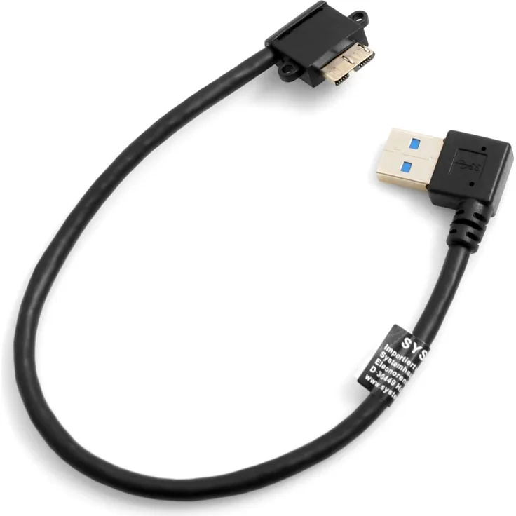 System-S Micro USB 3.0 auf USB A 3.0 Kurzes Kabel gewinkelt Winkelstecker 90 Grad 26 cm