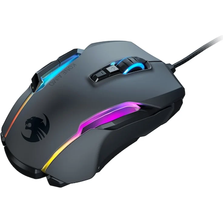 Roccat Kone AIMO Gaming Maus (hohe Präzision, Optischer Owl-Eye Sensor (100 bis 16.000 Dpi), RGB AIMO LED Beleuchtung, 23 programmierbare Tasten, Designt in Deutschland, USB), schwarz(remastered) – Bild 1