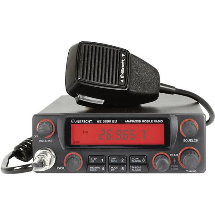 Albrecht AE5890EU CB Funkgerät, 12589, mit 6-poligem Mikrofon, 4 Watt AM-FM, 12 Watt SSB – Bild 1