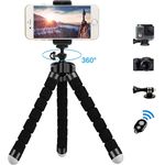 Zommuei Handy Stativ, Smartphone Stativ Flexibel Mini Dreibeinstativ Tripod Handy Halter Halterung mit Bluetooth Fernsteuerung Shutter Reise Stativ für iPhone, Samsung, Huawei, GoPro, Digitalkamera