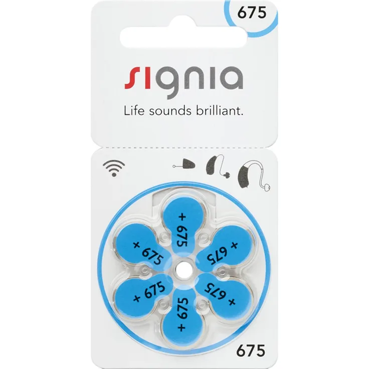 Signia Gr. 675 Hörgerätebatterien 6er Blister PR44 Blau 24600 24600313436
