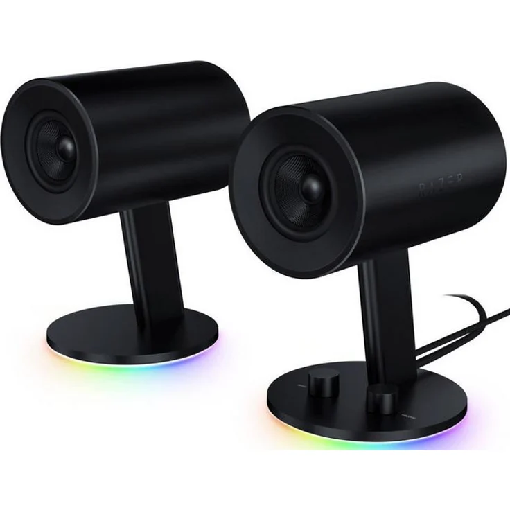 Razer Nommo Chroma 2.0 Gaming Lautsprecher (USB Lautsprecher PC mit Breitband-Sound, 3 Zoll Treiber aus Glasfaser und Razer) chroma RGB Beleuchtung – Bild 1
