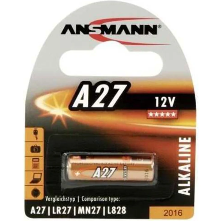 ANSMANN Alkaline Batterie A27 (12V) MN27, V27A für Garagentoröffner, Alarmanlage, Miniradio, Funkauslöser für Kamera, Messgeräte, Klingel usw.. – Bild 1