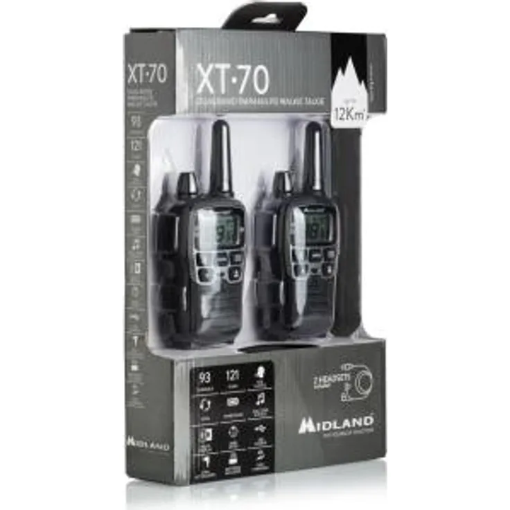 Cb Radio Pmr-Lpd Tragbares Midland Xt70-Set Mit 2 Graumetallischen C1180