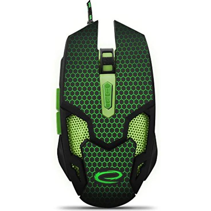 Esperanza EGM207G Kabelmaus Für Gamer 6D Optical USB MX207 Cobra Schwarz-Grün