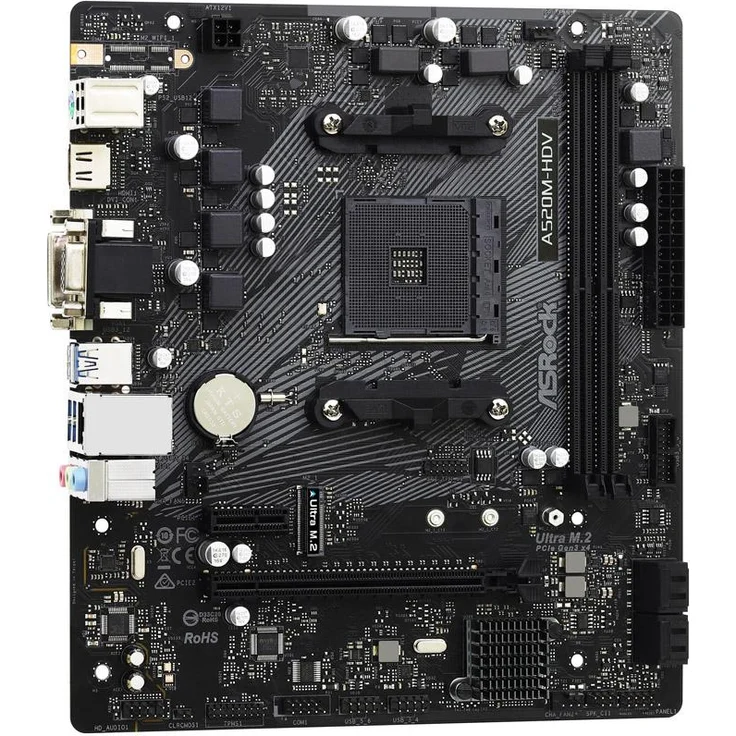 Asrock A520M-HDV - micro ATX, AMD A520, Sockel AM4, Dual-channel DDR4-SDRAM (90-MXBE50-A0UAYZ) – Bild 2