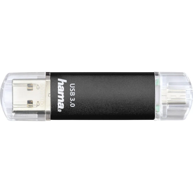 Hama 32GB USB-Speicherstick mit USB 3.0 und microUSB (2-in-1 USB-Stick, z.B. für Android Handy, Tablet, Computer, Notebook, PC, Laptop, MacBook, OTG, 40MB-s) Handy-Stick, Doppel Memory-Stick schwarz – Bild 1