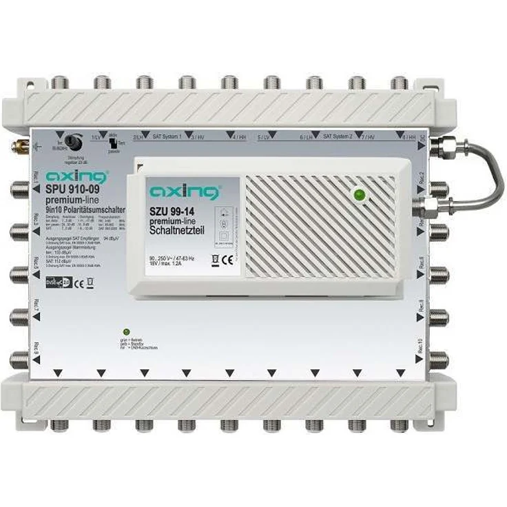 Axing SPU 910-09 SAT-Multischalter 10 Teilnehmer DiSEqC erweiterbar aktiv Quad-tauglich energiesparend (9 x 10) – Bild 1