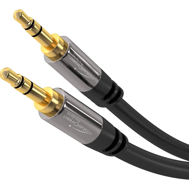 KabelDirekt - Aux Kabel, Audio & Klinkenkabel 3.5mm (Unzerstörbar konstruiert & geeignet für iPhones, iPads, Smartphones, MP3 Player, Tablet PCs, Autos & andere Stereo Geräte) - 2m - schwarz – Bild 1