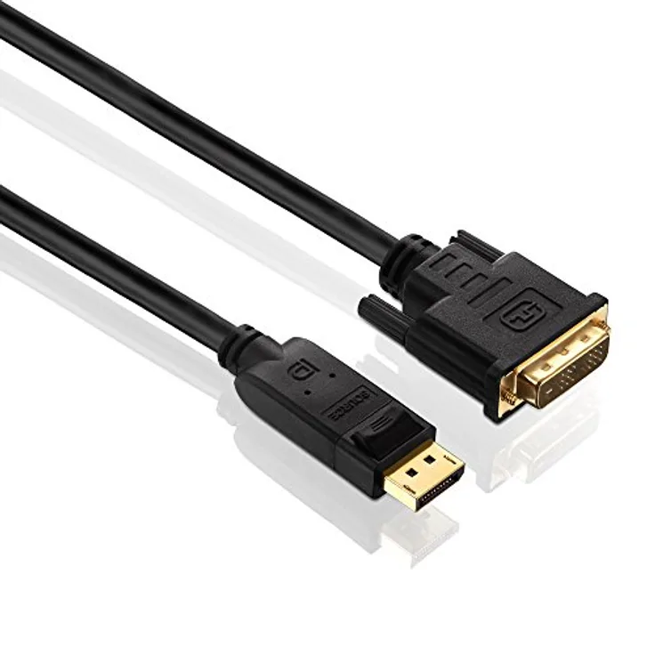 PureLink PI5200-150 DisplayPort auf DVI-D Adapterkabel (2K FullHD (1080p), Ethernet), (DisplayPort Stecker (20pin) auf DVI-D Stecker (18+1pin), zertifiziert, 15,0m, schwarz