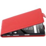 cadorabo Hülle für Sony Xperia Z5 PREMIUM in INFERNO ROT Handyhülle im Flip Design aus strukturiertem Polyurethan Case Cover Schutzhülle Etui Tasche Book Klapp Style