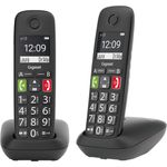 Gigaset E290 Duo - 2 schnurlose Senioren-Telefone ohne Anrufbeantworter - große Tasten, großes Display, Zielwahltasten für wichtige Nummern, Verstärker-Funktion für extra lautes Hören, schwarz