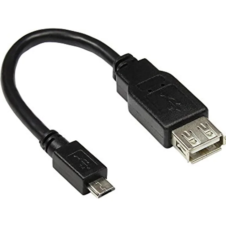 USB-OTG (On-the-go) Adapterkabel, Micro-USB-Stecker Typ B auf USB-Buchse Typ A 2.0, schwarz, 0,1m, Good Connections