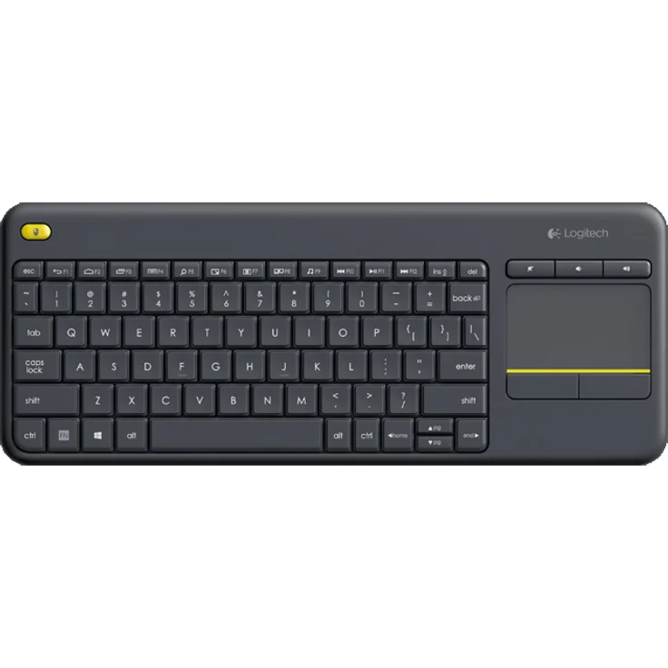 Logitech K400 Plus Kabellose TV-Tastatur mit Touchpad, 2.4 GHz Verbindung via Unifying USB-Empfänger, Programmierbare Multimedia-Tasten, Windows-Android-ChromeOS, Englisches QWERTY-Layout - schwarz – Bild 1