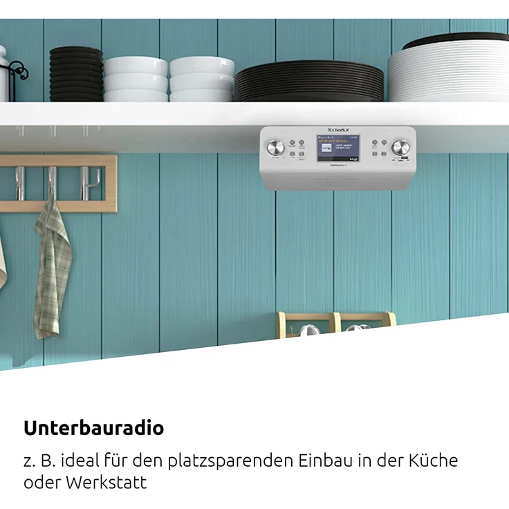 TechniSat DIGITRADIO 21 IR - Unterbaufähiges DAB+/UKW/Internet-Küchenradio mit Bluetooth, 2 W Mono-Lautsprecher, 2,8'' Farbdisplay, Uhr mit Wecker, Farbe: weiß – Bild 3