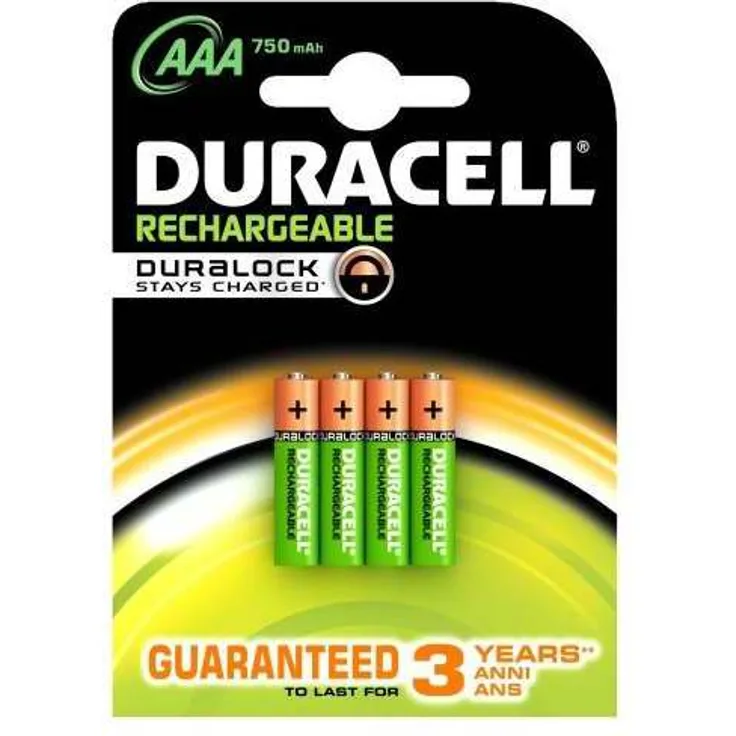 Duracell Rechargeable AAA 750 mAh Micro Akku Batterien LR03, 4er Pack