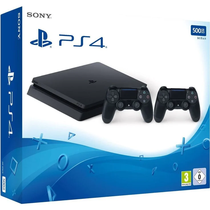 Sony PlayStation 4 Slim Jet Black 500GB inkl. 2. Controller – Bild 1
