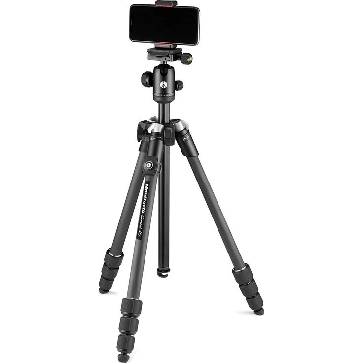 Manfrotto Element MII Mobile Bluetooth Carbon MKELMII4CMB-BH, leichtes Reisestativ mit Tragetasche, Arca-kompatiblem Kugelkopf, trägt bis zu 8 kg, für DSLR, CSC, Kompaktkameras und Smartphones – Bild 1