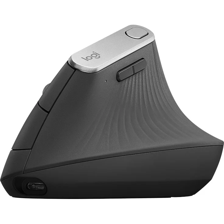 Logitech MX Vertical Ergonomische Kabellose Maus, Bluetooth und 2.4 GHz Verbindung via Unifying USB-Empfänger, 4000 DPI Sensor, Wiederaufladbarer Akku, 4 Tasten, Multi-Device, PC-Mac-iPadOS - schwarz – Bild 4
