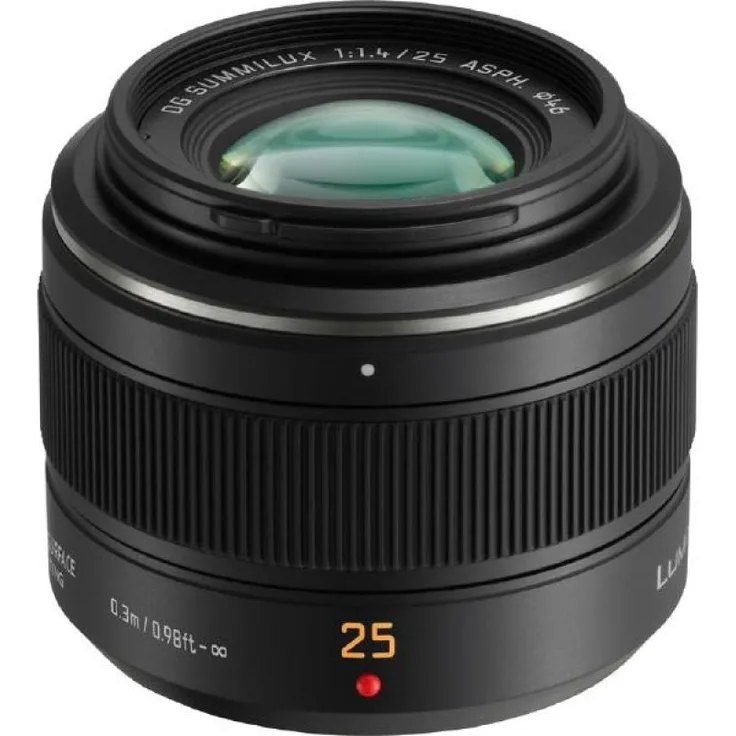 Panasonic H-X025E LEICA DG SUMMILUX 25 mm F1.4 ASPH. Objektiv (Festbrennweiten Objektiv, Bildwinkel 47°, Filtergröße 46 mm) schwarz