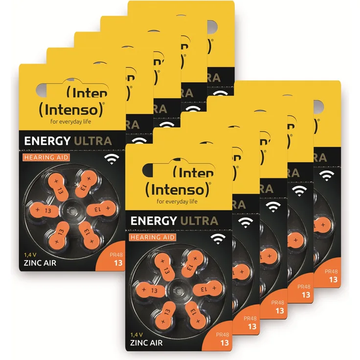 60er Hörgeräte-Batterien-Set INTENSO, Energy Ultra A 13, orange